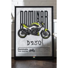 Duvarda Bajaj Dominar 250 Siyah Ahşap Çerçeveli Poster, Dekoratif Motosiklet Duvar Tablosu