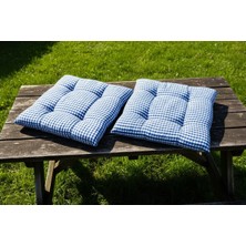 Tfn Home Pötikare Konsept 2'li Minder Seti Pamuklu Balkon Bahçe Piknik Koltuk Sandalye 40X40CM Mavi