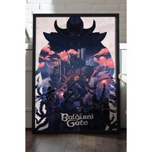 Duvarda Baldurs Gate Siyah Ahşap Çerçeveli Poster, Dekoratif Oyun Duvar Tablosu