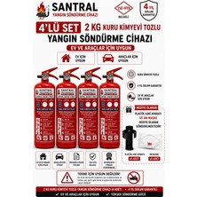2 kg Kuru Kimyevi Tozlu Yangın Söndürme Tüpü 4'lü Hediyeli Set