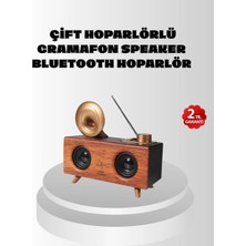 Mercora Tech Çift Hoparlörlü Retro Bluetooth Speaker 1800MAH Bataryalı Aux USB Sd Kartlı