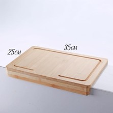 NY Home Tezgah Üstü Bambu Kesme Tahtası, Kaymaz Ekmek Tahtası, Kenarlı Kesme Tepsisi Orta Boy (35CM*25CM) - Tezgah Üstü Bambu Kesim Panosu Antibakteriyel ve Hijyenik, Dayanıklı ve Sağlam.