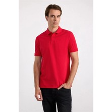 Süvari Gül Kurusu Slim Düz Nakışlı Pike Düğmeli Polo Yaka Tişört