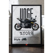 Duvarda Voge 250RR Siyah Ahşap Çerçeveli Poster, Dekoratif Motosiklet Duvar Tablosu