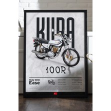 Duvarda Kuba Çita 100R Siyah Ahşap Çerçeveli Poster, Dekoratif Motosiklet Duvar Tablosu