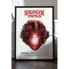 Duvarda Stranger Things Siyah Ahşap Çerçeveli Poster, Dizi Duvar Tablosu