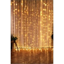 Yağmur Store Zauss Kumandalı 8 Ayrı Moda Sahip 3MX3M (300 cm x 300 Cm) Perde LED 10 Saçaklı Gün Işığı