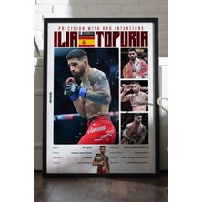 Duvarda Ilia Topuria Ufc Siyah Ahşap Çerçeveli Poster, Dekoratif Dövüş Duvar Tablosu