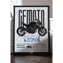Duvarda Cfmoto 650 Nk Siyah Ahşap Çerçeveli Poster, Dekoratif Motosiklet Duvar Tablosu