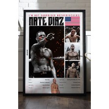 Duvarda Nate Diaz Ufc Siyah Ahşap Çerçeveli Poster, Dekoratif Dövüş Duvar Tablosu