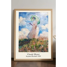 Duvarda Claude Monet Doğal Ahşap Çerçeveli Poster, Dekoratif Sanatsal Duvar Tablosu