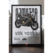 Duvarda Qj Motor Srk 400RR Siyah Ahşap Çerçeveli Poster, Dekoratif Motosiklet Duvar Tablosu
