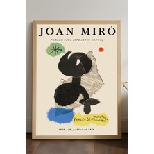 Duvarda Joan Miro Doğal Ahşap Çerçeveli Poster, Dekoratif Sanatsal Duvar Tablosu