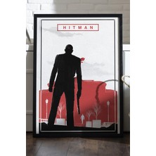 Duvarda Hitman Siyah Ahşap Çerçeveli Poster, Dekoratif Oyun Duvar Tablosu