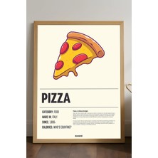 Duvarda Pizzza Ahşap Çerçeveli Poster, Dekoratif Mutfak Duvar Tablosu