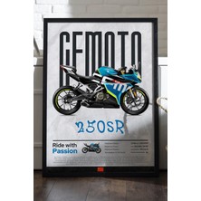 Duvarda Cfmoto 250 Sr Siyah Ahşap Çerçeveli Poster, Dekoratif Motosiklet Duvar Tablosu