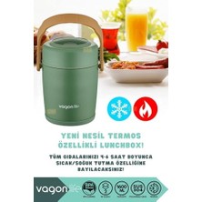 NY Home 1600ML Lunchbox 2 Kaseli 4-6 Saat Sıcak/soğuk Termos Özellikli Çelik Sefer Tası Yemek Kutusu (Yeşil)