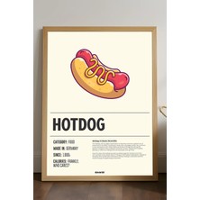 Duvarda Hotdog Ahşap Çerçeveli Poster, Dekoratif Mutfak Duvar Tablosu