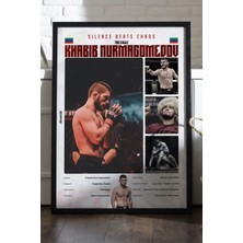 Duvarda Khabib Nurmagomedov Ufc Siyah Ahşap Çerçeveli Poster, Dekoratif Dövüş Duvar Tablosu