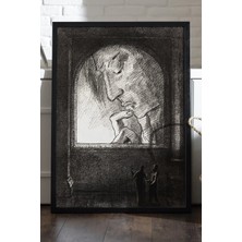Duvarda Stage Of Self Siyah Ahşap Çerçeveli Poster, Dekoratif Soyut Monokrom Duvar Tablosu