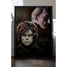 Duvarda Game Of Thrones Siyah Ahşap Çerçeveli Poster, Dekoratif Dizi Duvar Tablosu