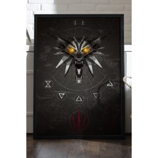 Duvarda The Witcher Siyah Ahşap Çerçeveli Poster, Dekoratif Oyun Duvar Tablosu