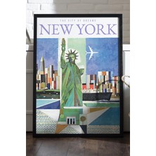 Duvarda New York Siyah Ahşap Çerçeveli Poster, Dekoratif Seyahat Duvar Tablosu