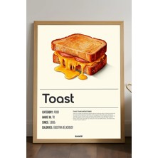 Duvarda Toast Ahşap Çerçeveli Poster, Dekoratif Mutfak Duvar Tablosu