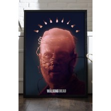 Duvarda The Walking Dead Rick Grimes Siyah Ahşap Çerçeveli Poster, Dizi Duvar Tablosu