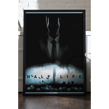 Duvarda Half Life Siyah Ahşap Çerçeveli Poster, Dekoratif Oyun Duvar Tablosu