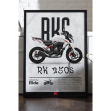 Duvarda Rks Rk 250S Siyah Ahşap Çerçeveli Poster, Dekoratif Motosiklet Duvar Tablosu