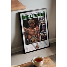 Duvarda Charles Oliveira Ufc Siyah Ahşap Çerçeveli Poster, Dekoratif Dövüş Duvar Tablosu