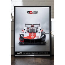 Duvarda Toyota Gazoo Racing Siyah Ahşap Çerçeveli Poster, Dekoratif Araba Duvar Tablosu