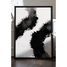 Duvarda Inner Gaze Siyah Ahşap Çerçeveli Poster, Dekoratif Soyut Monokrom Duvar Tablosu