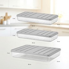 NY Home - Nora 3'lü 1 Büyük + 2 Küçük Boy Açık Gri Saklama Kabı