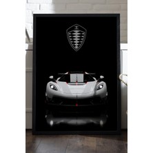 Duvarda Koenigsegg Jesko Siyah Ahşap Çerçeveli Poster, Dekoratif Araba Duvar Tablosu
