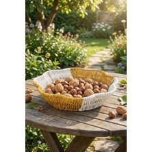 Yağmur Store Çiçek Model Çift Renkli Plastik Rattan Ekmek ve Meyve Sepeti, Çok Amaçlı Banyo ve Mutfak Düzenleyici, Yıkanabilir Organizer, 28 cm