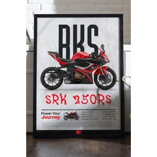 Duvarda Rks Srk 250 Rs Siyah Ahşap Çerçeveli Poster, Dekoratif Motosiklet Duvar Tablosu