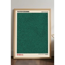 Duvarda Yayoi Kusama Doğal Ahşap Çerçeveli Poster, Dekoratif Sanatsal Duvar Tablosu