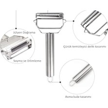 Yağmur Store Paslanmaz Çelik Çift Taraflı Y Tipi Sebze Soyacağı, Bir Yüzü Düz, Diğer Yüzü Julienne Kesici Bıçaklı, Ergonomik Saplı, Patates Meyve ve Sebzeler Için Dayanıklı Mutfak Aparatı