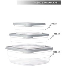 NY Home Trend Box Kare Sızdırmaz Kapak Saklama Kabı 3'lü Set Gri