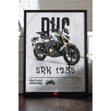 Duvarda Rks Srk 125S Siyah Ahşap Çerçeveli Poster, Dekoratif Motosiklet Duvar Tablosu