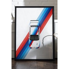 Duvarda Bmw E30 Siyah Ahşap Çerçeveli Poster, Dekoratif Araba Duvar Tablosu