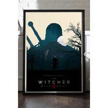 Duvarda The Witcher Siyah Ahşap Çerçeveli Poster, Dekoratif Oyun Duvar Tablosu