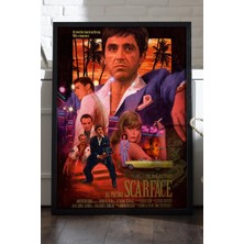 Duvarda Scarface Siyah Ahşap Çerçeveli Poster, Film Duvar Tablosu