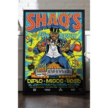 Duvarda Shaq's Fun House Siyah Ahşap Çerçeveli Poster, Dekoratif Film Duvar Tablosu