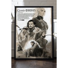 Duvarda Game Of Thrones Siyah Ahşap Çerçeveli Poster, Dekoratif Dizi Duvar Tablosu