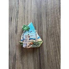 Yağmur Store Antalya Temalı Dekoratif Buzdolabı Magneti, Mavi ve Yeşil Tonlarda, El Yapımı Turistik Hediyelik Eşya
