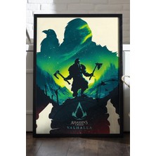 Duvarda Assassin's Creed Valhalla Siyah Ahşap Çerçeveli Poster, Dekoratif Oyun Duvar Tablosu