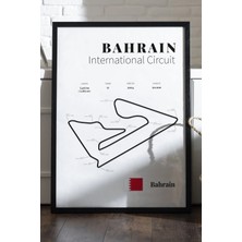 Duvarda Bahrain Formula 1 Siyah Ahşap Çerçeveli Poster, Dekoratif Harita Duvar Tablosu
